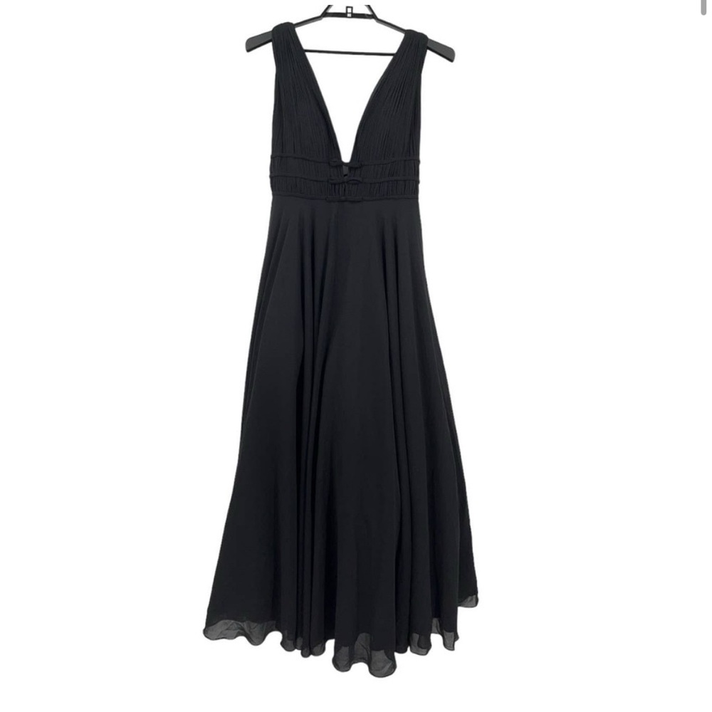 Ieena for MacDuggal dress chiffon a line ballgown black size 10 - Picture 4 of 7